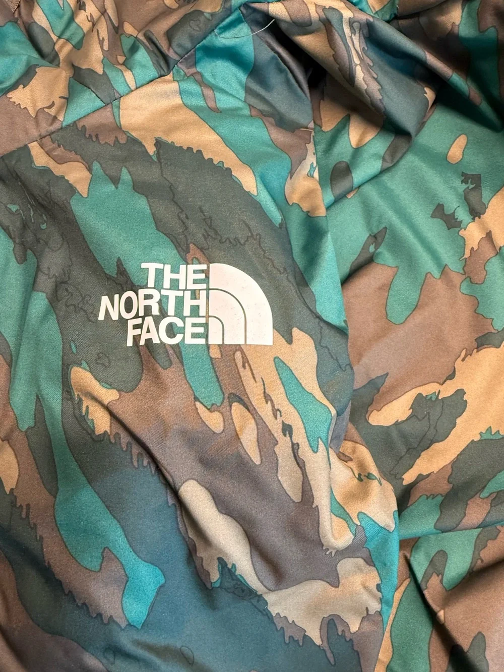 The North Face Reversible Winter Puffer Jacket Toddler 6T Green Camo Hooded Coat